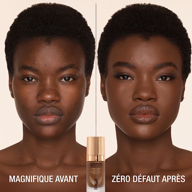 AIRBRUSH FLAWLESS FOUNDATION AVANT ET APRÈS teinte 15 Warm (Chaud) AIRBRUSH FLAWLESS FOUNDATION AVANT ET APRÈS teinte 15 Warm (Chaud)