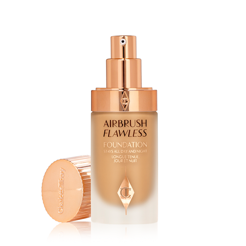 Airbrush Flawless Foundation packshot for blog Airbrush Flawless Foundation full-coverage liquid foundation with lid off
