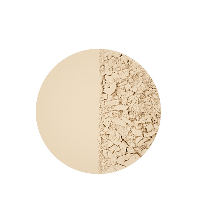 Swatch of a cream-coloured setting powder compact.