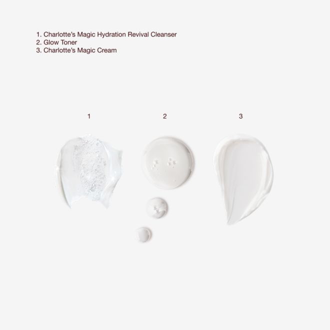 Cleanser + Toner + Magic Cream Texture swatch Cleanser + Toner + Magic Cream Texture swatch