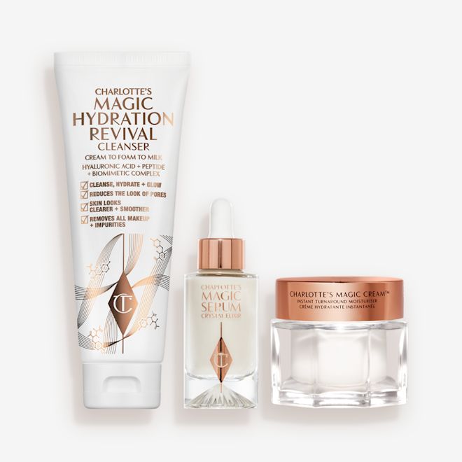Charlotte's 3-Step Magic Skin Routine packaging Charlotte's 3-Step Magic Skin Routine packaging