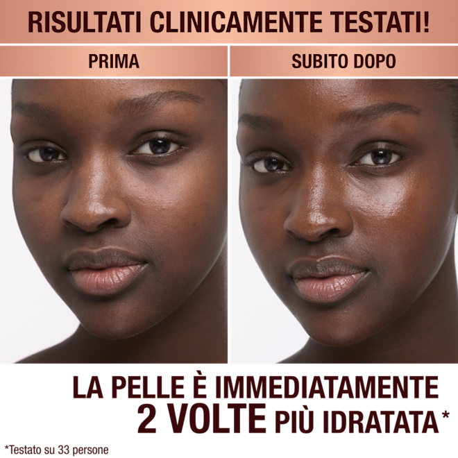 Miji Magic Cream Miji prima e dopo aver applicato Charlotte's Magic Cream