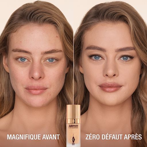 AIRBRUSH FLAWLESS FOUNDATION AVANT ET APRÈS teinte 7 Cool (Froid) AIRBRUSH FLAWLESS FOUNDATION AVANT ET APRÈS teinte 7 Cool (Froid)