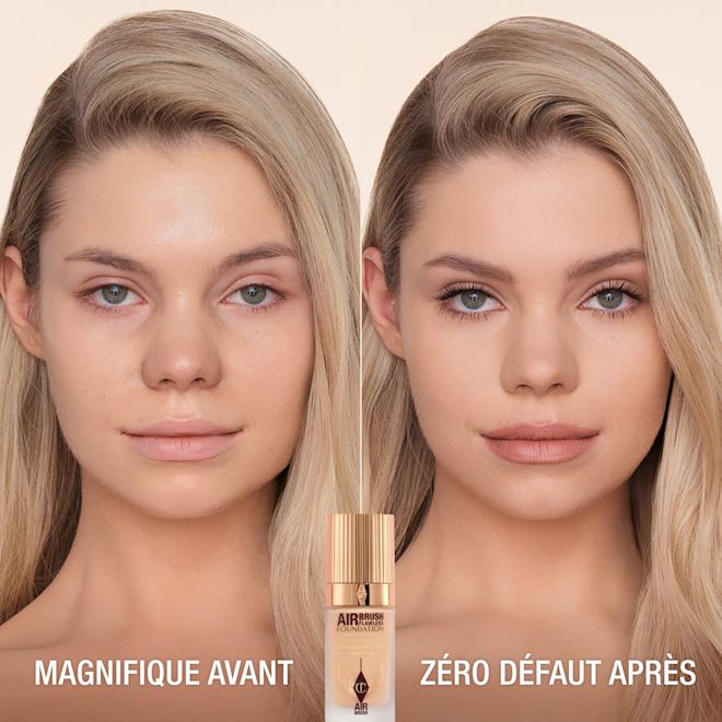 AIRBRUSH FLAWLESS FOUNDATION AVANT ET APRÈS teinte 5 Cool (Froid) AIRBRUSH FLAWLESS FOUNDATION AVANT ET APRÈS teinte 5 Cool (Froid)