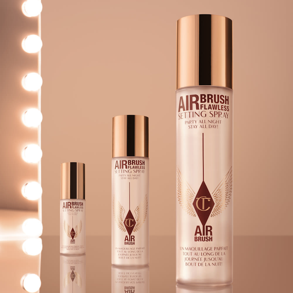 Airbrush Flawless Setting Spray still life Travel, regular and supersize versions of Airbrush Flawless Setting Spray