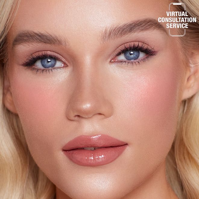 Bridal Virtual Consultation A fair skin model wearing a pink toned makeup look for brides