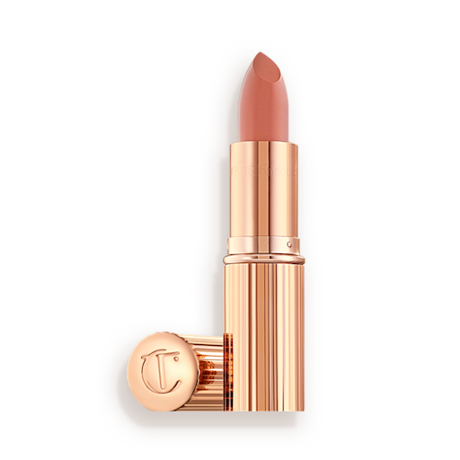 Bitch Perfect Lipstick Packshot Lid Off Nude peach lipstick in Bitch Perfect packshot with lid off