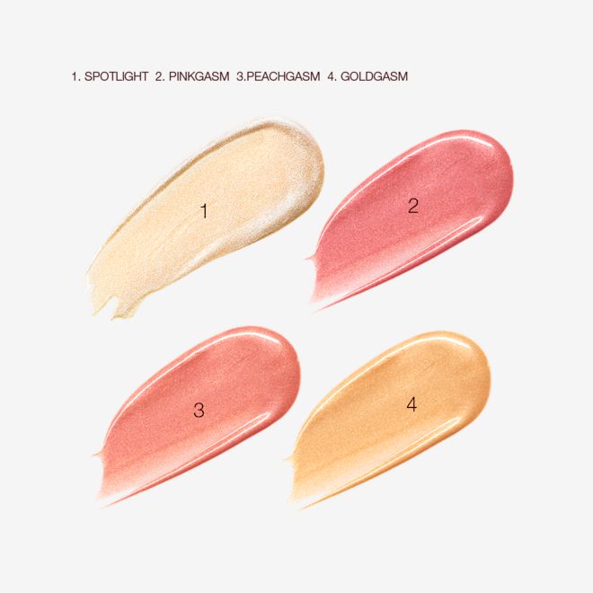 Beauty Light Wand Swatches with goldgasm, pinkgasm, peachgasm and spotlight Beauty Light Wand highlighter Swatches with goldgasm, pinkgasm, peachgasm and spotlight