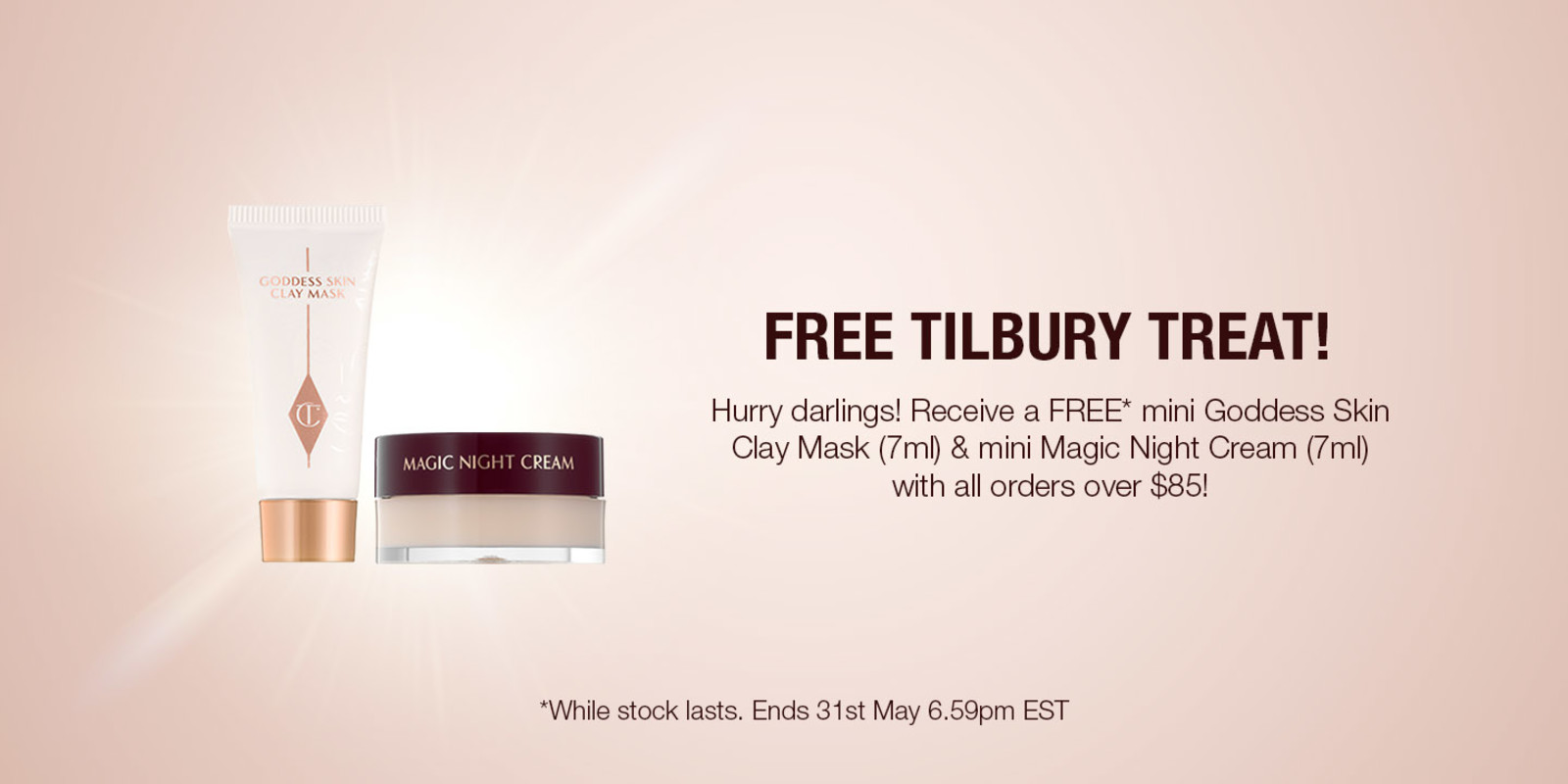 Receive a FREE* mini Goddess Skin Clay Mask (7ml) & mini Magic Night Cream