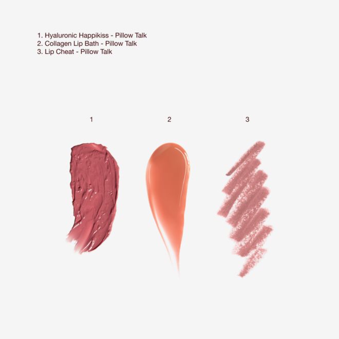Collagen Kiss Lip Kit: Lip Balm, Lip Liner + Lip Gloss Trio Swatch Collagen Kiss Lip Kit: Lip Balm, Lip Liner + Lip Gloss Trio Swatch