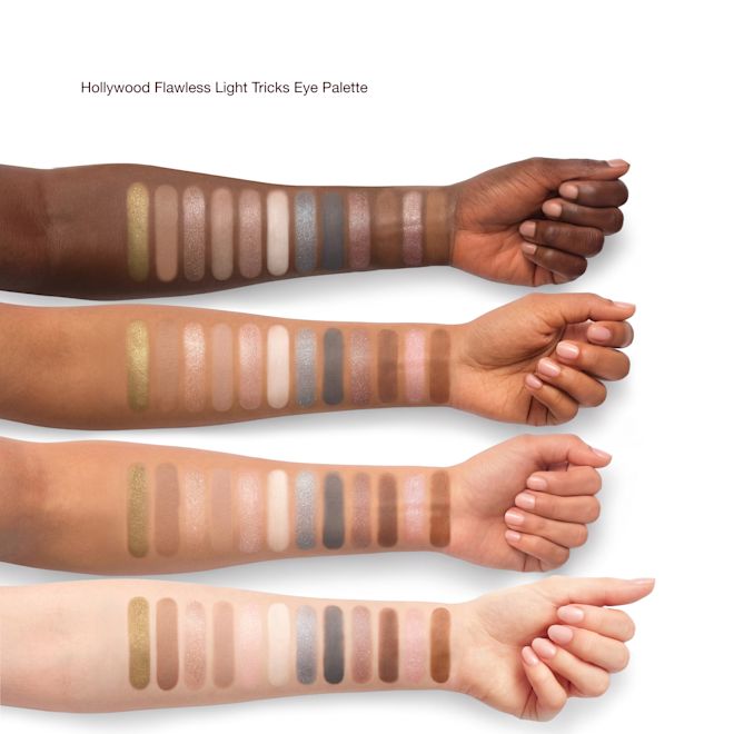 HOLLYWOOD FLAWLESS LIGHT TRICKS EYE PALETTE Labelled Arm Swatch HOLLYWOOD FLAWLESS LIGHT TRICKS EYE PALETTE Labelled Arm Swatch