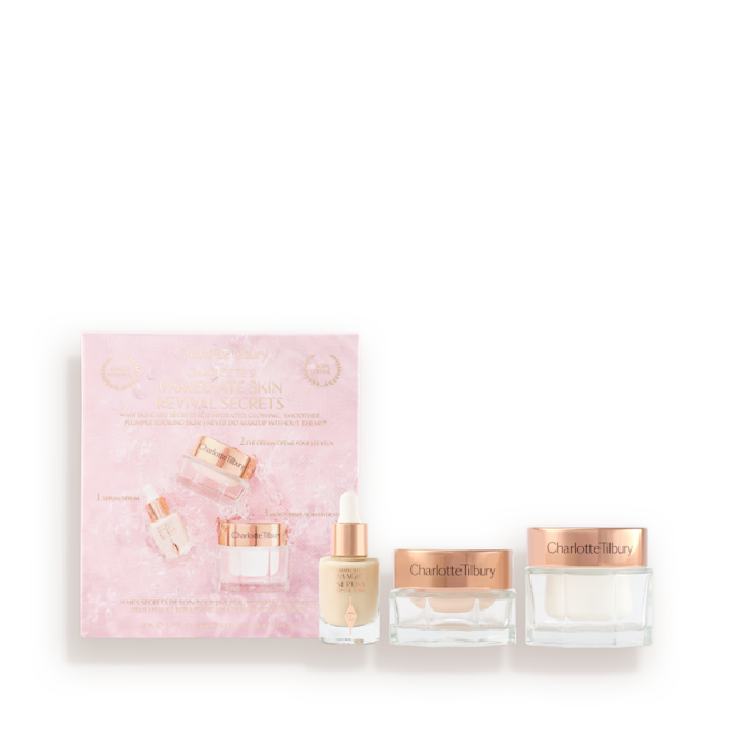Charlotte's Immediate Skin Revival Secrets : trio de produits avec sérum, soin hydratant et crème pour les yeux Charlotte's Immediate Skin Revival Secrets : trio de produits avec sérum, soin hydratant et crème pour les yeux