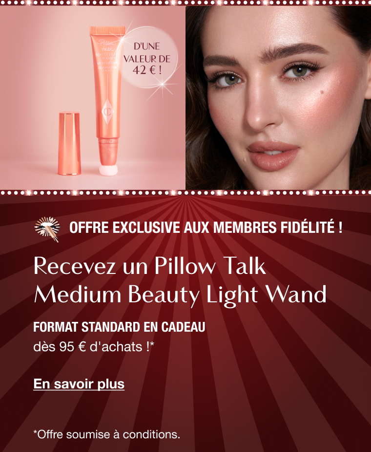 Offre exclusive aux membres fidélité ! RECEVEZ UN PILLOW TALK MEDIUM BEAUTY LIGHT WAND FORMAT STANDARD EN CADEAU Offre exclusive aux membres fidélité ! RECEVEZ UN PILLOW TALK MEDIUM BEAUTY LIGHT WAND FORMAT STANDARD EN CADEAU