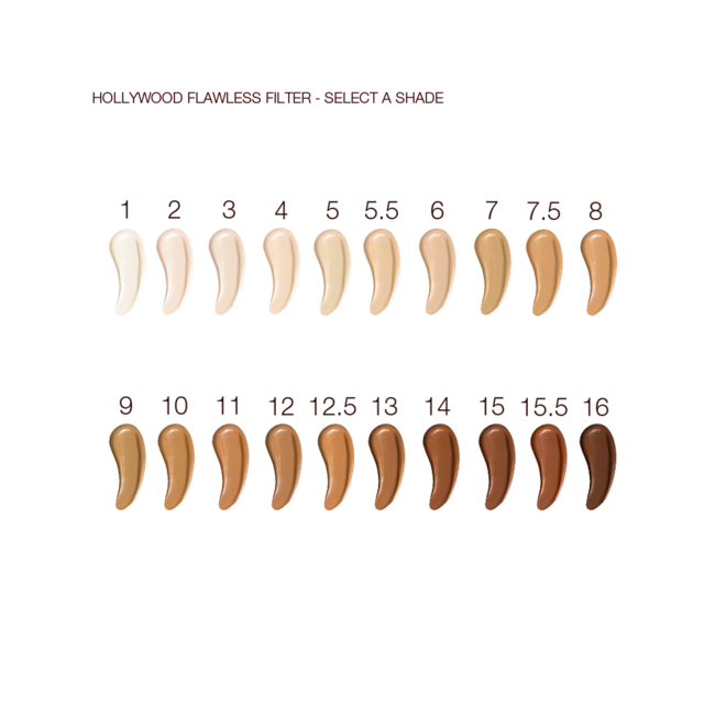 Magic Away Shades swatches Swatches of twenty, liquid concealers in shades ranging from ivory, beige, and peach to light, medium, and dark brown for fair, light, medium-light, medium, medium-dark, and deep skin tones.