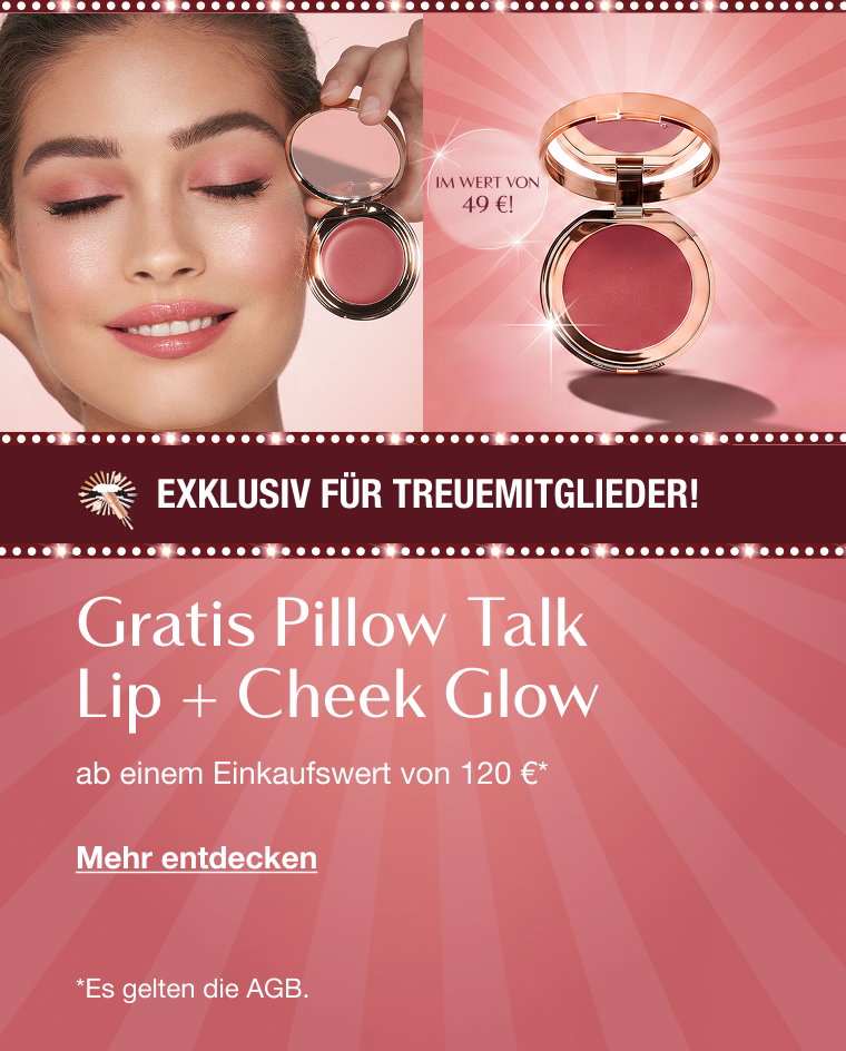 Exklusiv für Treuemitglieder! Gratis Pillow Talk Lip + Cheek Glow Exklusiv für Treuemitglieder! Gratis Pillow Talk Lip + Cheek Glow
