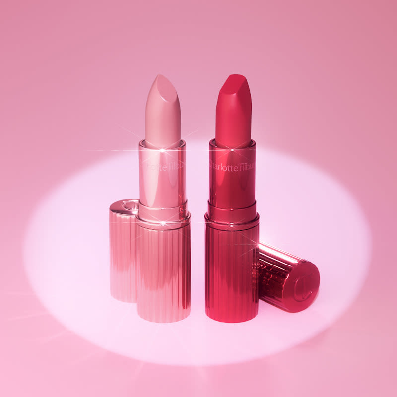 Hollywood Beauty Icon Lipstick Duo One pink and one red shade of Charlotte's Hollywood Beauty Icon Lipsticks for Valentine's Day