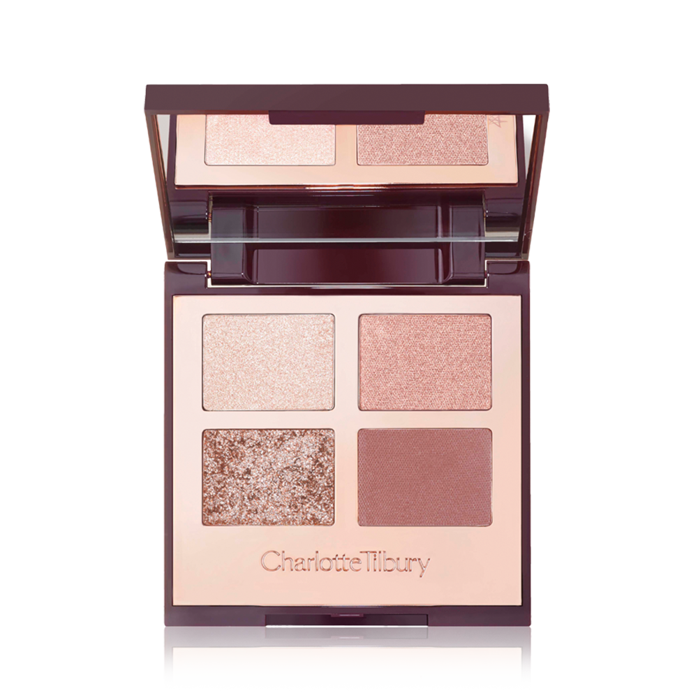 Bigger, Brighter Eyes in Exagger-Eyes packshot confezione di 4 palette di ombretti con tonalità rosa e oro rosa