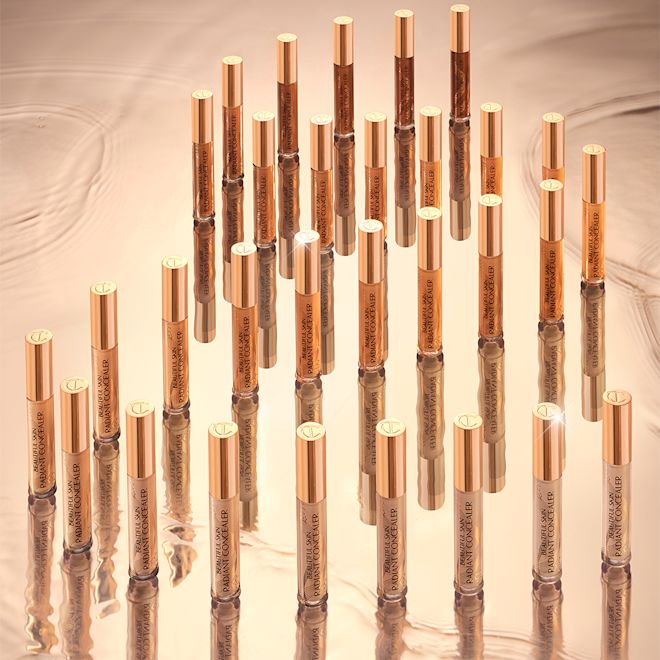 Beautiful Skin Radiant Concealer collection A collection of creamy concealers with a radiant, glowy finish in glass tubes with gold-coloured lids for skin tones of all types.