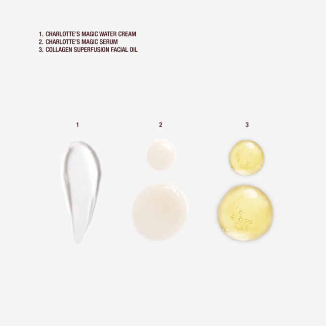 30ML Magic Water Cream + 8ML Facial Oil + 8ML Magic Serum swatches 30ML Magic Water Cream + 8ML Facial Oil + 8ML Magic Serum swatches