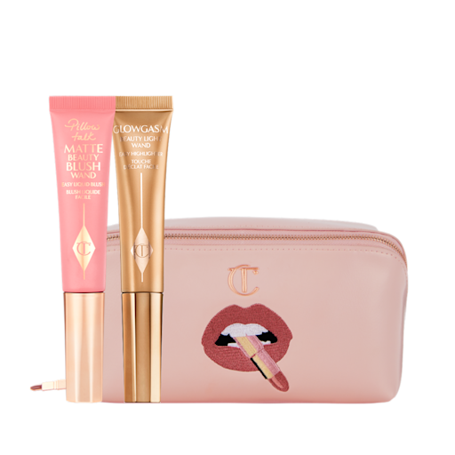 Beauty Blush Wand, Beauty Light Wand and Makeup Bag Bundle a liquid blush, liquid highlighter and makeup bag