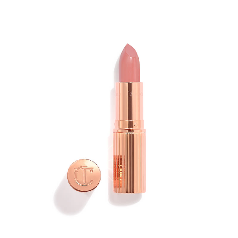 Pillow Talk Fair lipstick packshot for blog Pillow Talk Fair pink satin lipstick with lid off