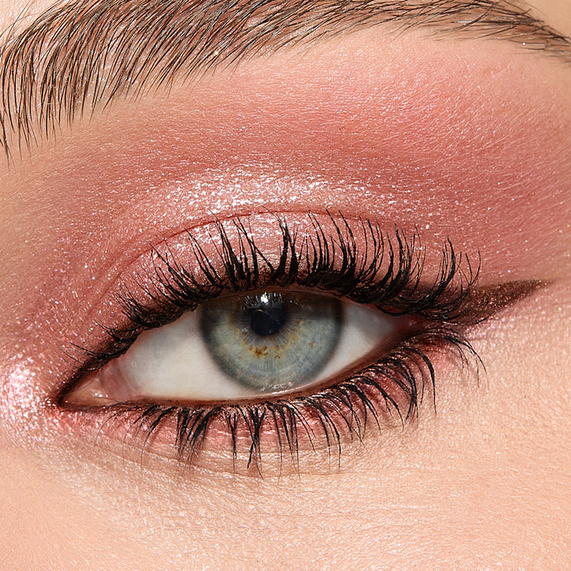 Pink eyeshadow for blue eyes Model with blue eyes wearing Pink Love pink eyeshadow look