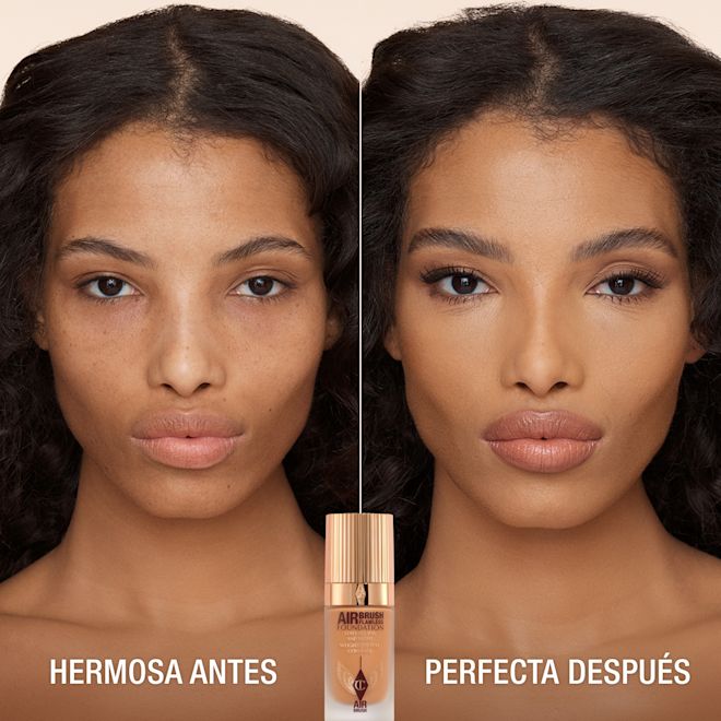 Antes y después de usar Airbrush Flawless Foundation 9 Warm Antes y después de usar Airbrush Flawless Foundation 9 Warm