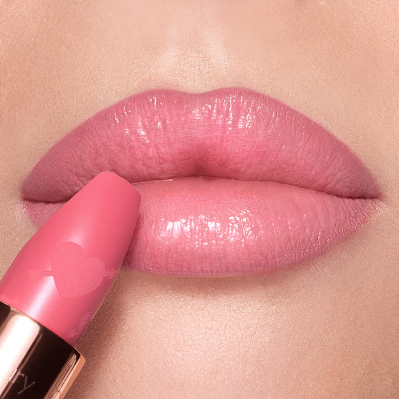 Kiss Talk close up Kiss Talk pink lipstick close up on fair skin