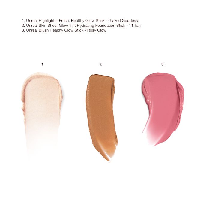 Unreal Highlighter + Foundation + Blush Swatch Unreal Highlighter + Foundation + Blush Swatch