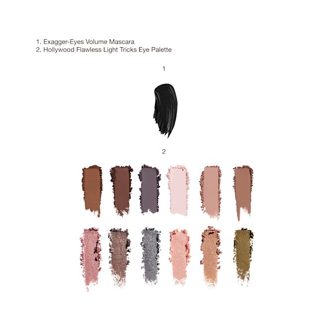 LIGHT TRICKS PALETTE & EE MASCARA texture swatch LIGHT TRICKS PALETTE & EE MASCARA texture swatch