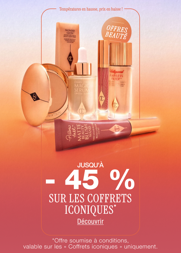 Offres beauté Températures en hausse, prix en baisse ! Jusqu'à -45 % sur les coffrets iconiques* <DÉCOUVRIR> Offres beauté Températures en hausse, prix en baisse ! Jusqu'à -45 % sur les coffrets iconiques* <DÉCOUVRIR>