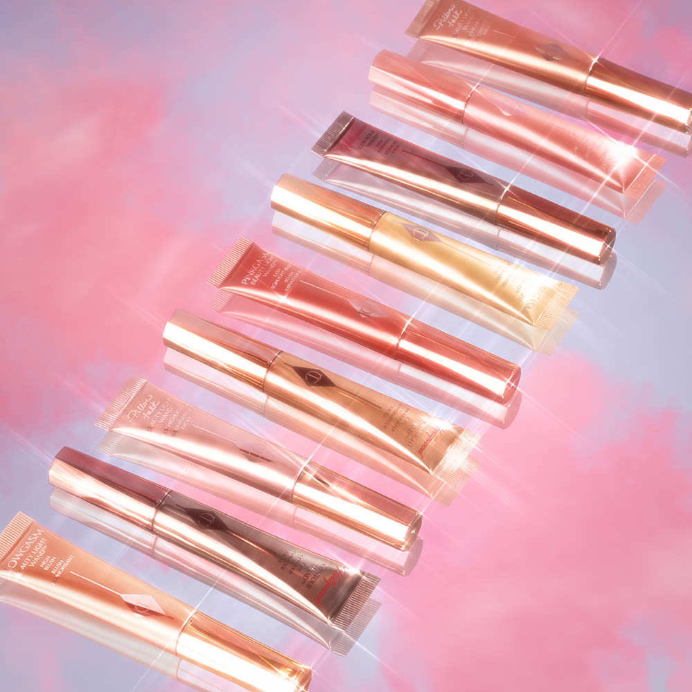 Beauty Light Wands still life Line up of illuminating Beauty Light Wand liquid blush and highlighters