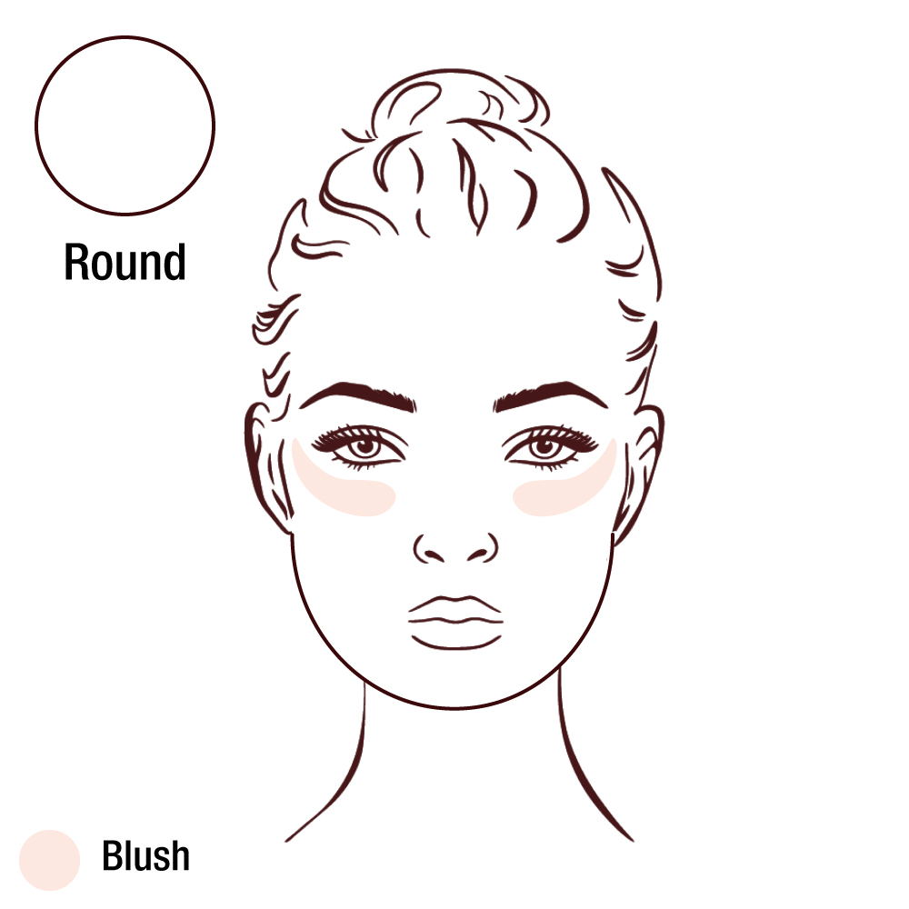 Blush for round face placement