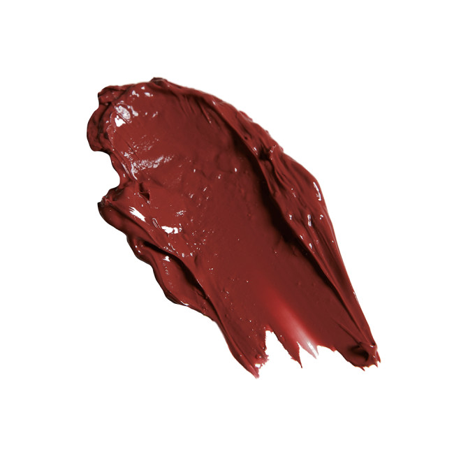 Swatch of a berry shade lipstick lip balm. 