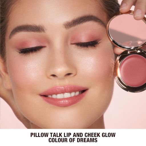 Pillow Talk LIP & CHEEK GLOW model close up Pillow Talk LIP & CHEEK GLOW model close up
