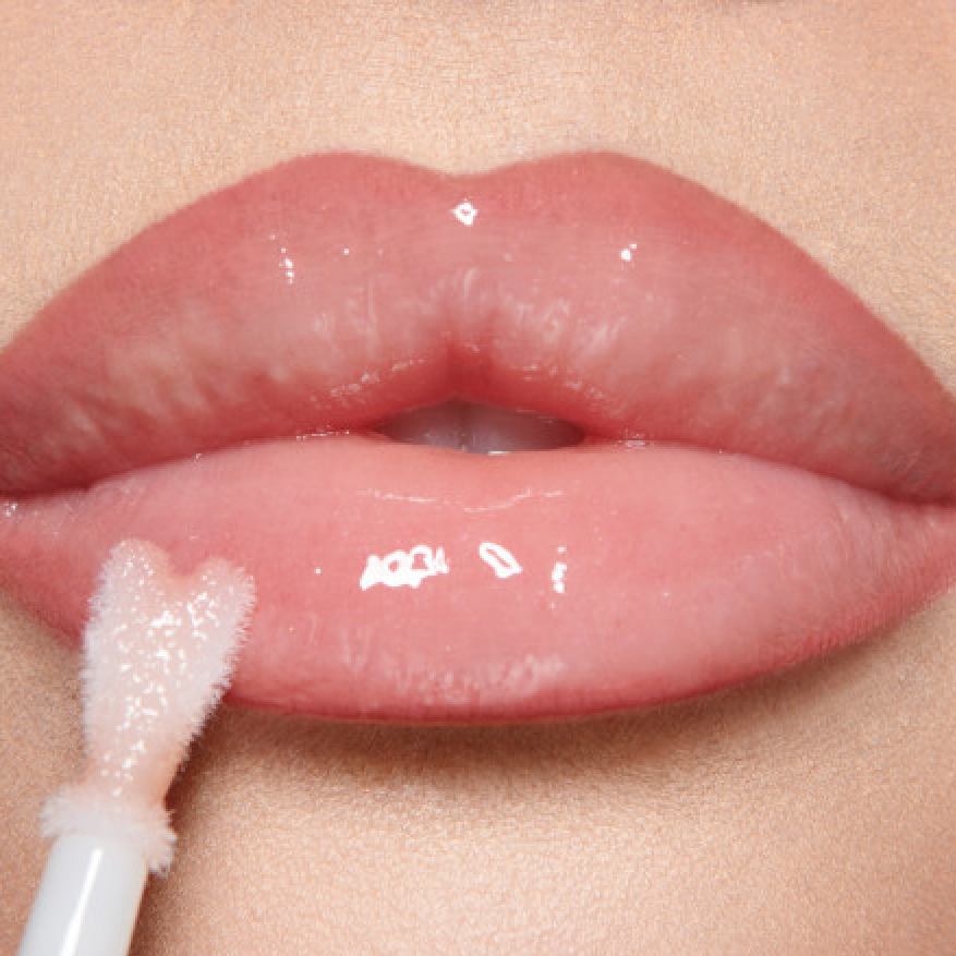 Pillow Talk Refresh Rose lip close up Model wearing Pillow Talk and Refresh Rose lip liner and lip gloss combination