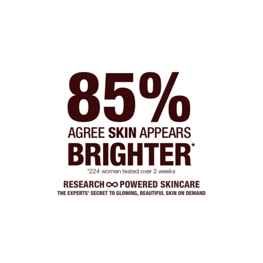 Goddess Skin Clay Mask claims Text that reads, '85% agree skin appears brighter! research-powered skincare!'