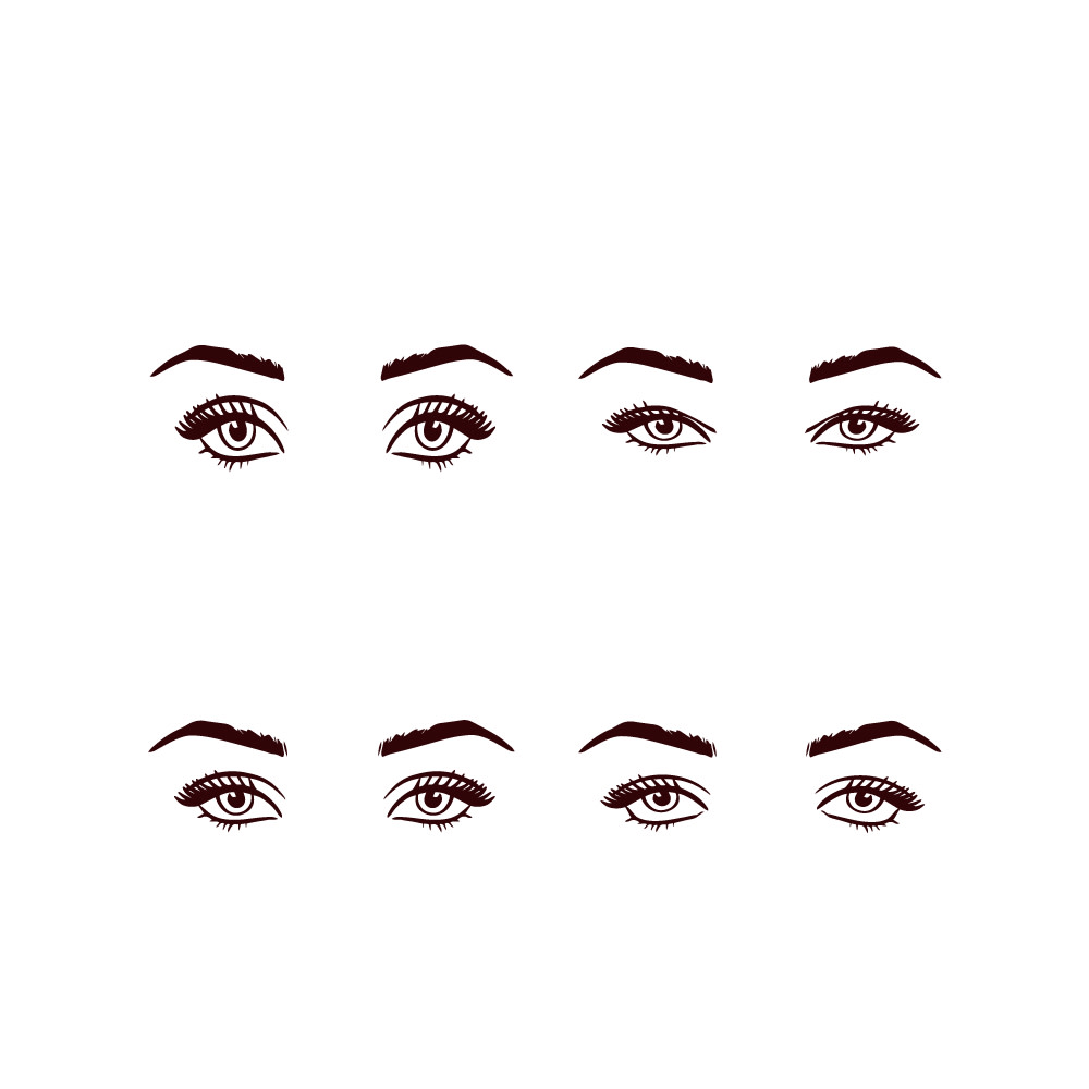 Graphic showing almond, round, hooded and downturned eyes