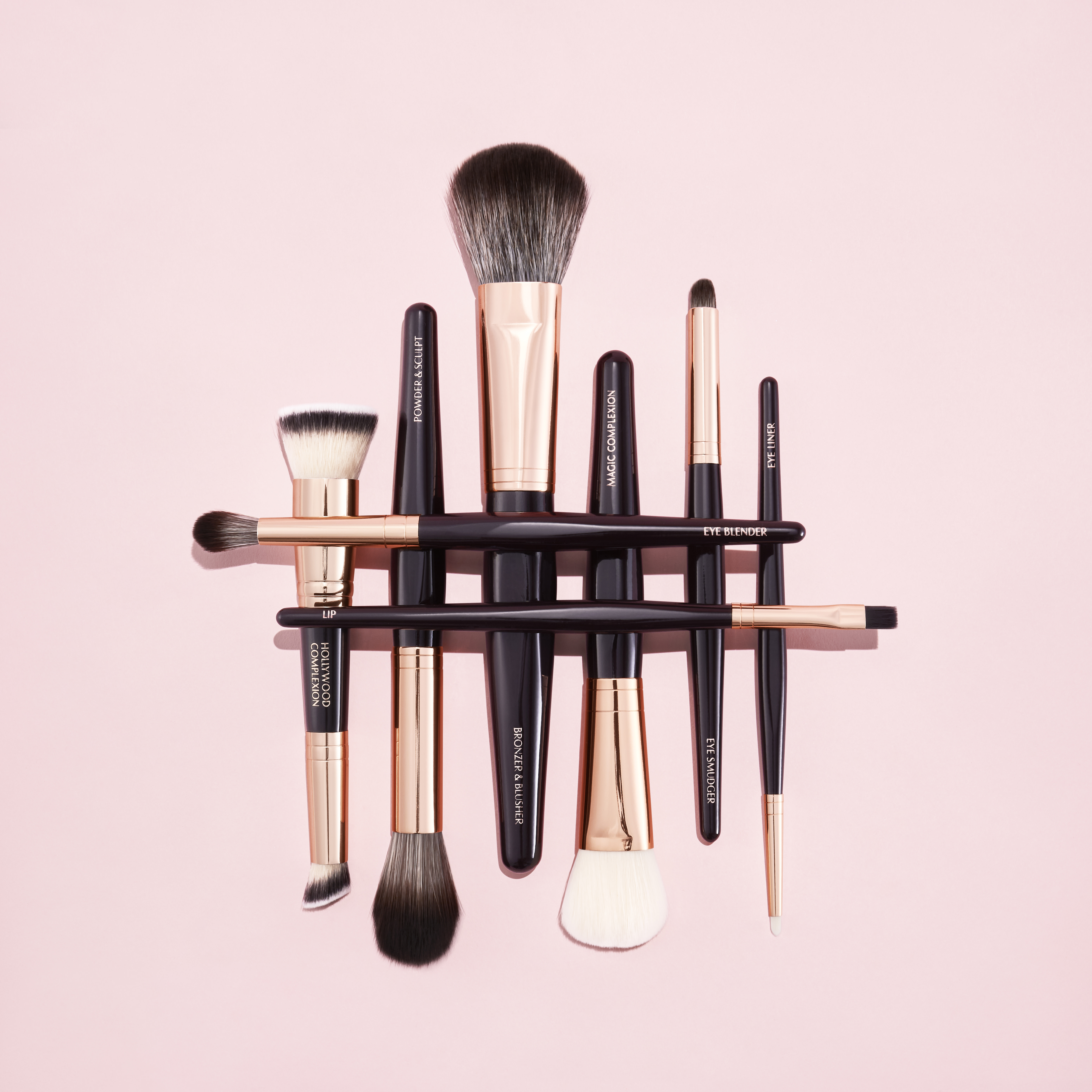 Charlotte's synthetic makeup brushes for the eyes and face