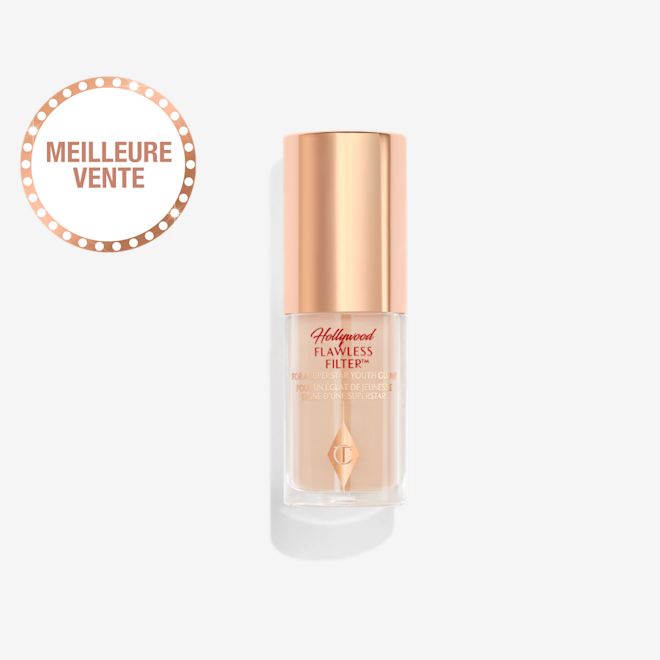Mini Hollywood Flawless Filter dans la teinte 2 fermé Une base de teint lumineuse, dans un flacon en verre avec un couvercle couleur or rose.