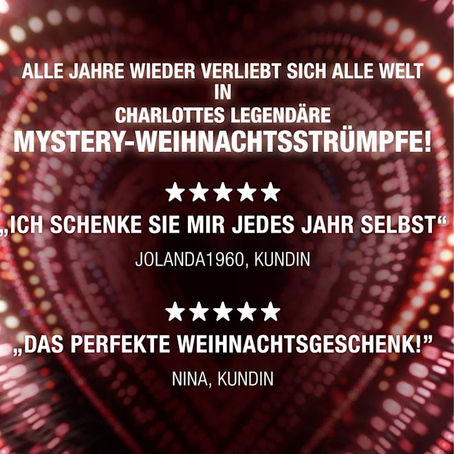 50 % RABATT: CHARLOTTE'S MYSTERY STOCKING 50 % RABATT: CHARLOTTE'S MYSTERY STOCKING