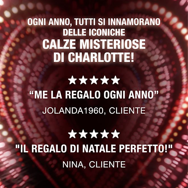 50% DI SCONTO SULLA MYSTERY STOCKING DI CHARLOTTE 50% DI SCONTO SULLA MYSTERY STOCKING DI CHARLOTTE