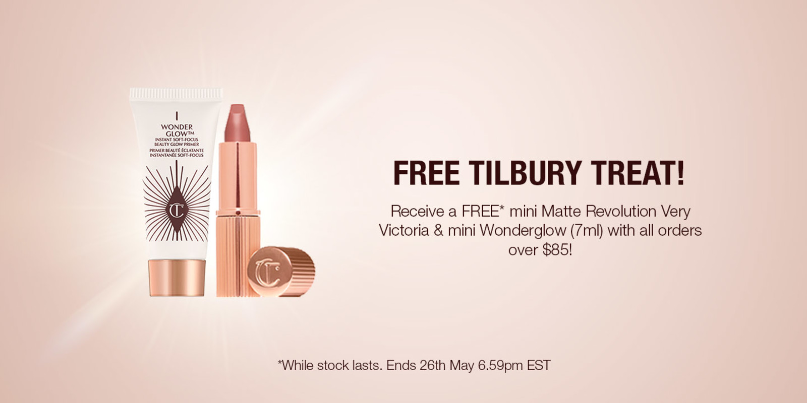 Receive a FREE* mini Matte Revolution Very Victoria & mini Wonderglow (7ml)