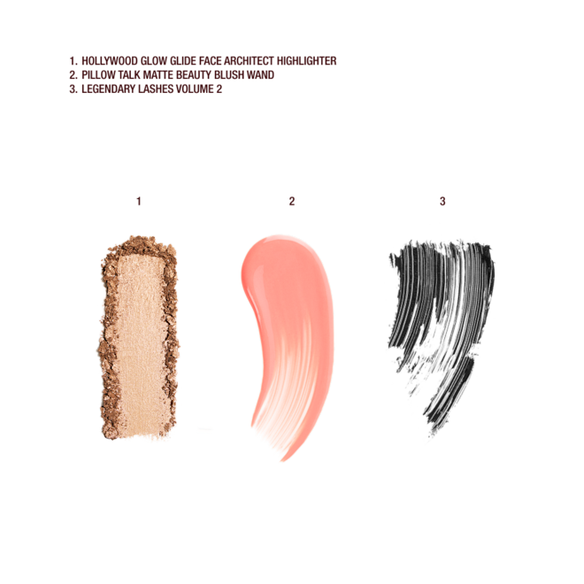 HOLLYWOOD BLUSH, GLOW + LEGENDARY LASHES KIT- SWATCH HOLLYWOOD BLUSH, GLOW + LEGENDARY LASHES KIT- SWATCH