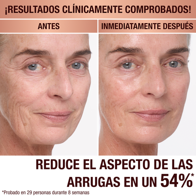 Antes y después de la aplicación de Magic Cream en una modelo Antes y después de la aplicación de Magic Cream en una modelo