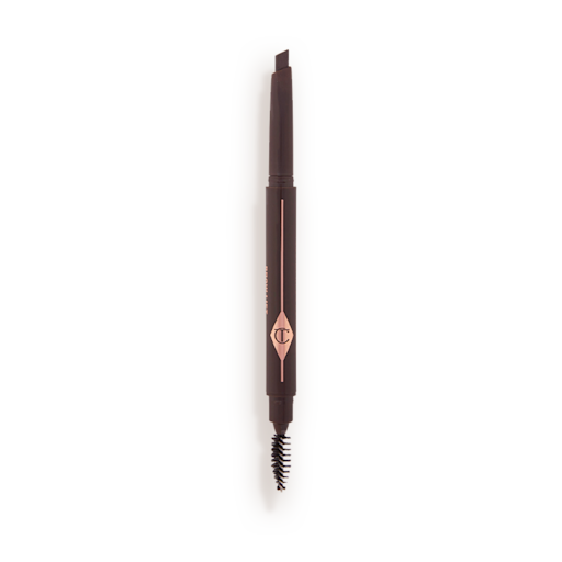 Brow Lift in Natural Black open A double-ended eyebrow pencil and spoolie brush duo in a black shade with black-coloured packaging.