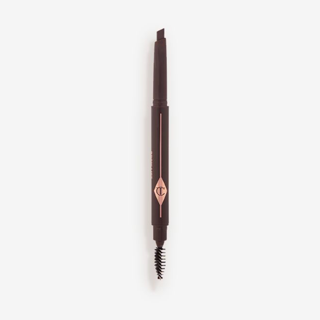 Brow Lift in Natural Black open A double-ended eyebrow pencil and spoolie brush duo in a black shade with black-coloured packaging.