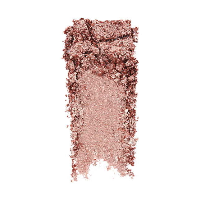 Swatch of an iridescent rose gold eyeshadow with very fine shimmer. 