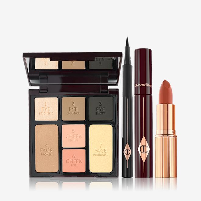 After Dark Beauty Bundle Nude Kate lipstick, The Feline Flick, Full Fat Lashes and Instant Look in a Palette Smokey Eye