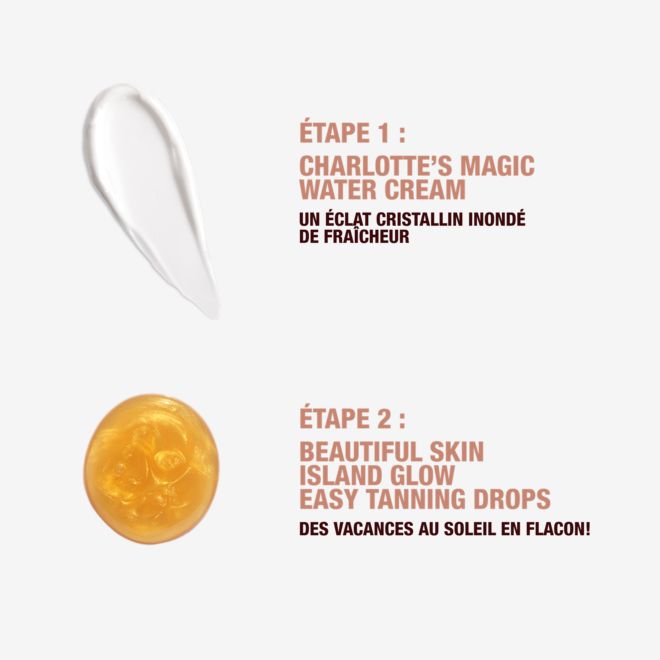 FRCA GLOWDROPS+MWC-ROUTINE-US&CA Beautiful Skin Island Glow Drops and Magic Water Cream swatches